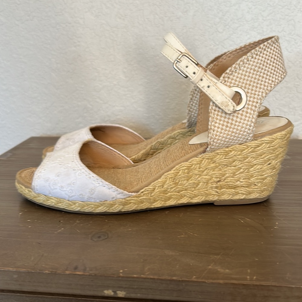 Lucky eyelet wedge sandals